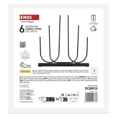 LED Leuchter Metall schwarz, 40 cm, 2x AA, Innen, warm-weiß