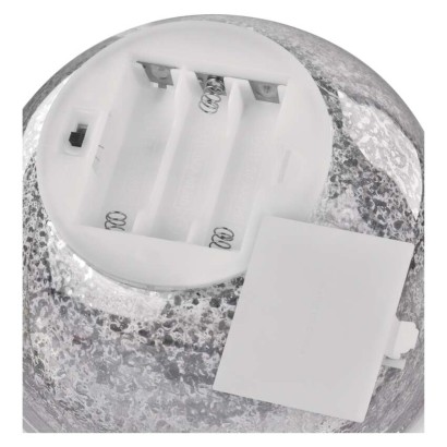 LED vánoční skleněná koule – zlatá, 15 cm, 3x AA, vnitřní, teplá bílá, časovač