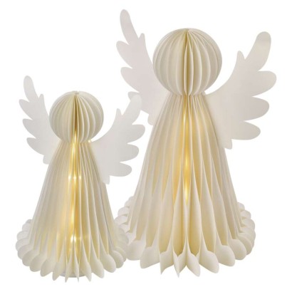 Karácsonyi papír angyalok állvánnyal, 2 db, 28/38 cm, belső