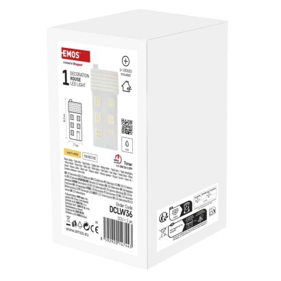 LED kerámia házikó, 16 cm, 1x CR2032, beltéri, meleg fehér, időzítő