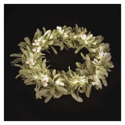 LED Deko –  Adventskranz mistel, 3x AA, warmweiß, Zeitschaltuhr