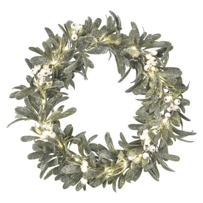 LED Deko –  Adventskranz mistel, 3x AA, warmweiß, Zeitschaltuhr