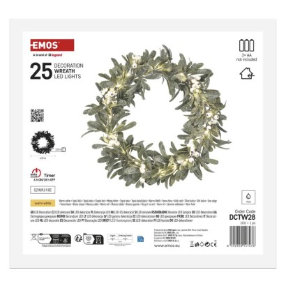 LED Deko –  Adventskranz mistel, 3x AA, warmweiß, Zeitschaltuhr