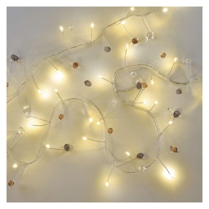 LED girlanda - okrasni kamenčki, 1,2 m, 3x AA, notranja, toplo bela, časovnik
