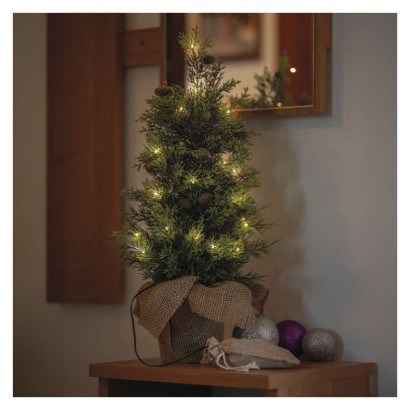 LED osvetljeno drevo, 50 cm, za zunanjo in notranjo uporabo, toplo bela, časovnik