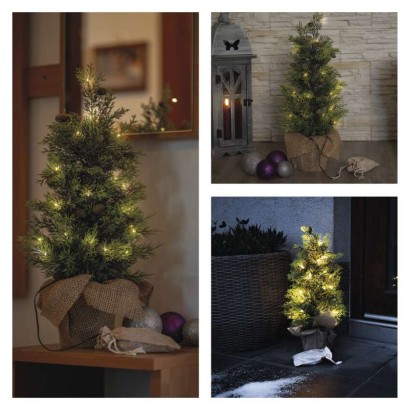 LED osvetljeno drevo, 50 cm, za zunanjo in notranjo uporabo, toplo bela, časovnik