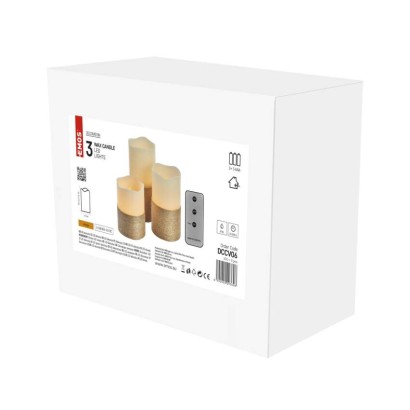 LED Dekoration – 3x Wachskerze mit Kordel, 3x 3x AAA, Innen, Vintage, Fernbedienung