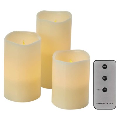 LED Dekoration – 3x Wachskerze, 3x 3x AAA, Innen, Vintage, Fernbedienung