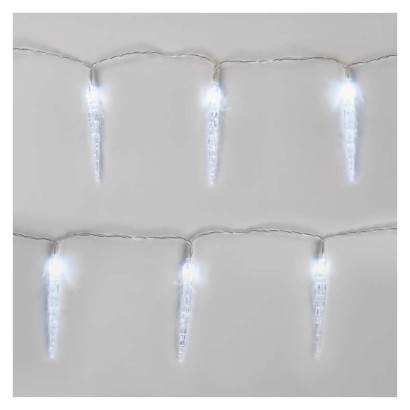 LED Weihnachtsgirlande – 10x Eiszapfen, 1,35 m, 2x AA, Innen, Kaltweiß, Timer
