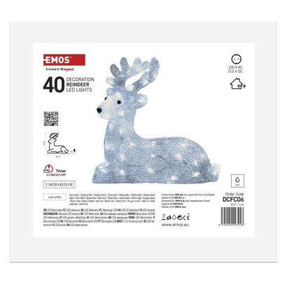 LED Weihnachtlicher Hirsch, 27 cm, Außen und Innen, Kaltweiß, Timer