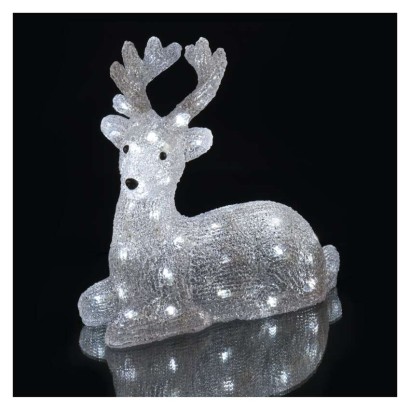 LED Weihnachtlicher Hirsch, 27 cm, Außen und Innen, Kaltweiß, Timer