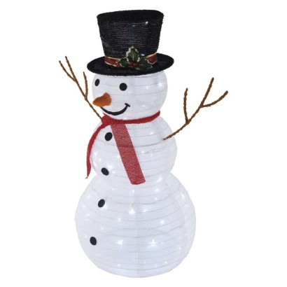 LED faltbarer Schneemann, 90 cm, Außen und Innen, Kaltweiß
