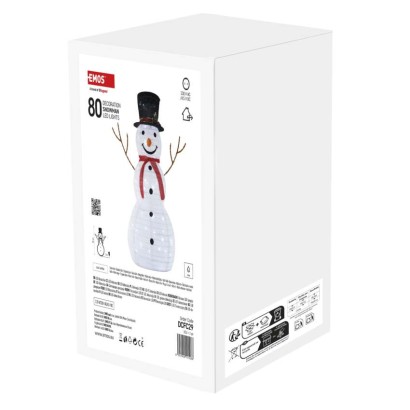 LED faltbarer Schneemann, 90 cm, Außen und Innen, Kaltweiß