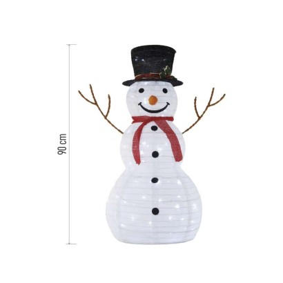 LED faltbarer Schneemann, 90 cm, Außen und Innen, Kaltweiß