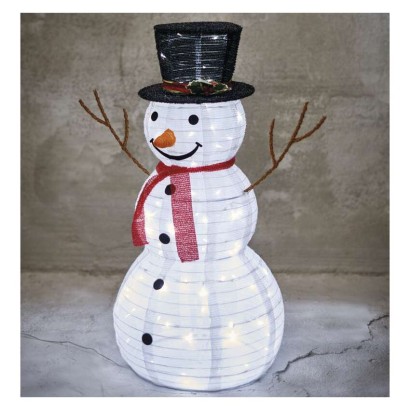 LED faltbarer Schneemann, 90 cm, Außen und Innen, Kaltweiß
