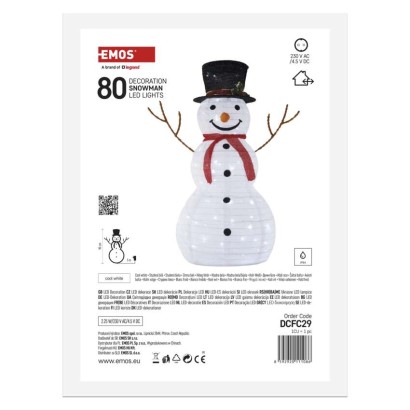 LED faltbarer Schneemann, 90 cm, Außen und Innen, Kaltweiß