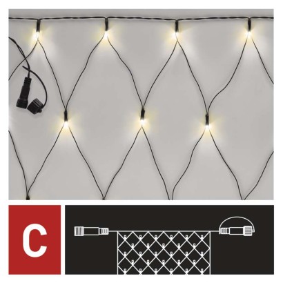 Standartinė LED jungiamoji girlianda – tinklinė, 1,5x2 m, lauko, šiltai balta