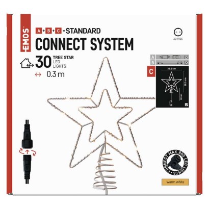 Standard LED spojovací vánoční hvězda, 28,5 cm, venkovní i vnitřní, teplá bílá