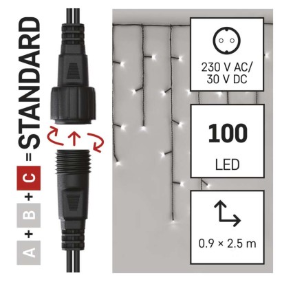 Standard LED Verbindungskette – Eiszapfen, 2,5 m, Außen, Kaltweiß