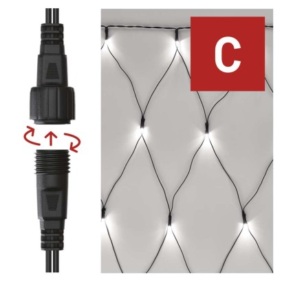 Standartinė LED jungiamoji girlianda – tinklinė, 1,5x2 m, lauko, šaltai balta