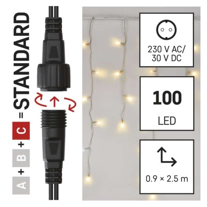 Standard LED spojovací řetěz blikající – rampouchy, 2,5 m, venkovní, teplá/studená bílá
