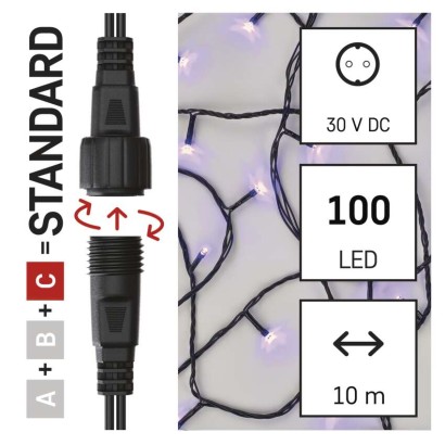 Standard LED Verbindungskette, 10 m, Außen/Innen, violett