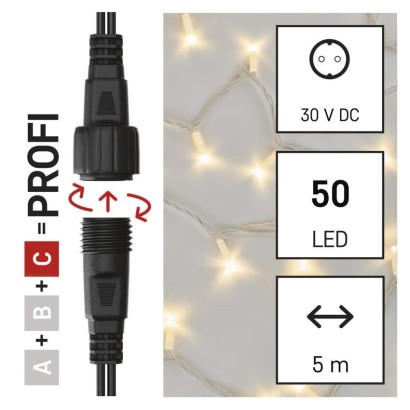 Profi LED Verbindungskette weiß, 5 m, Außen/Innen, warm-weiß