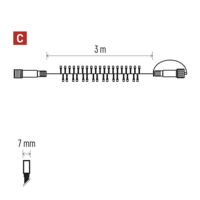 Profi LED Verbindungskette schwarz, 3 m, Außen/Innen, Kaltweiß