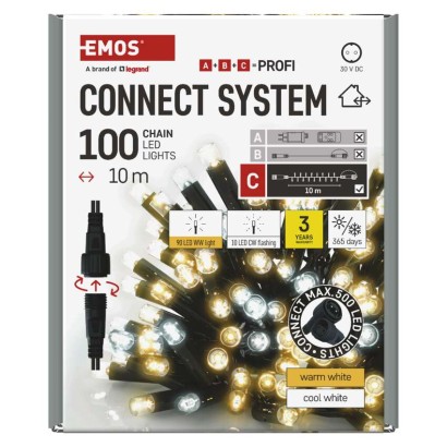 Profi LED Verbindungskette blinkend, 10 m, Außen, warmweiß/Kaltweiß