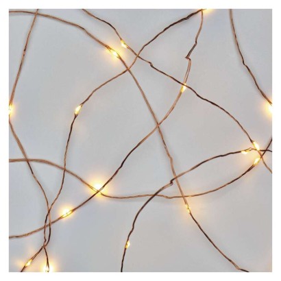 LED Weihnachtliche Nano-Kette kupferfarben, 0,9 m, 2x AA, Innen, warm-weiß, Timer