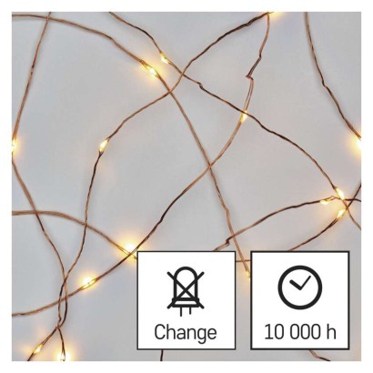 LED Weihnachtliche Nano-Kette kupferfarben, 0,9 m, 2x AA, Innen, warm-weiß, Timer