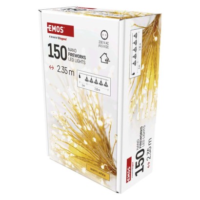 LED svetlobna veriga – svetleče cvetlice, nano, 2,35 m, notranja, topla bela, časovnik