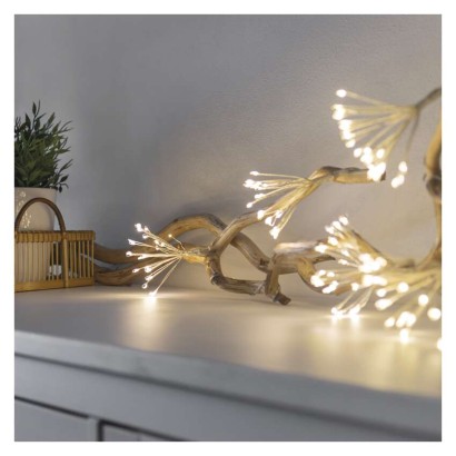 LED svetlobna veriga – svetleče cvetlice, nano, 2,35 m, notranja, topla bela, časovnik