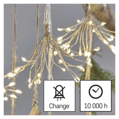 LED svetlobna veriga – svetleče cvetlice, nano, 2,35 m, notranja, topla bela, časovnik