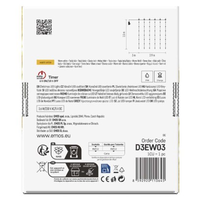 LED vánoční drop řetěz – záclona, 2,9x1,5 m, venkovní i vnitřní, teplá bílá, programy