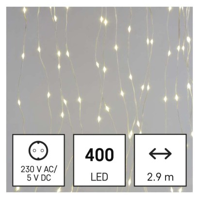 LED Weihnachtliche Drop-Kette – Vorhang, 2,9x2 m, Außen und Innen, warm-weiß, Programme