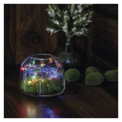 LED Weihnachtliche Nano-Kette, 1,9 m, 2x AA, Innen, Multicolor, Timer