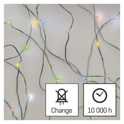 LED Weihnachtliche Nano-Kette, 1,9 m, 2x AA, Innen, Multicolor, Timer