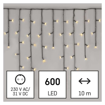 LED jõulujääpurikad, 10 m, õue/tuppa, soe valge, 8 režiimi