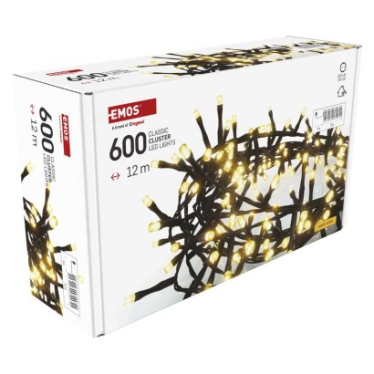 LED Ziemassvētku virtene – ezis, 12 m, liet. ārā un iekštelpās, silti balta, ar taim.