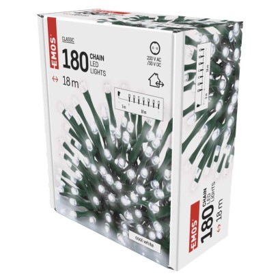 LED kalėdinė girlianda, 18 m, lauko ir vidaus, šaltai balta, laikmatis