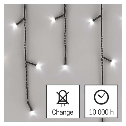 LED karácsonyi jégcsapok, 10 m, kültéri és beltéri, hideg fehér, programokkal