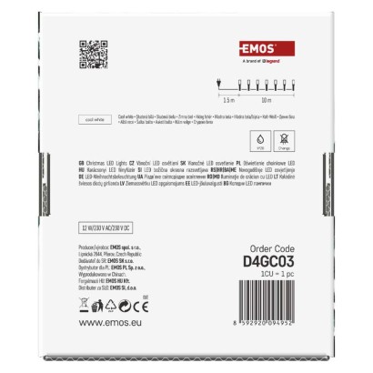 Lampki choinkowe Classic 200 LED 10m zimna biel, zielony przewód, IP20