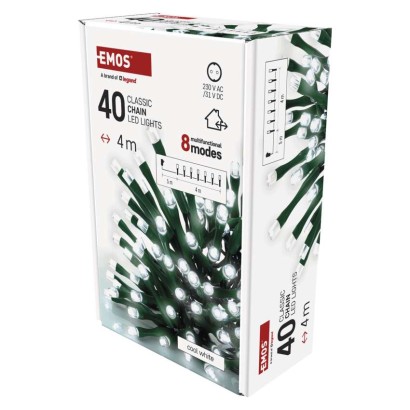 LED Weihnachtliche Lichterkette, 4 m, Außen/Innen, kaltweiß, Programme, Timer