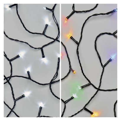 LED Weihnachtliche Lichterkette 2v1, 10 m, Außen/Innen, kaltweiß/Multicolor, Programme