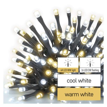 LED Weihnachtliche Lichterkette, blinkend, 8 m, Außen/Innen, warmweiß/kaltweiß, Timer
