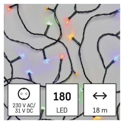 LED Weihnachtliche Lichterkette, 18 m, Außen/Innen, Multicolor, Programme