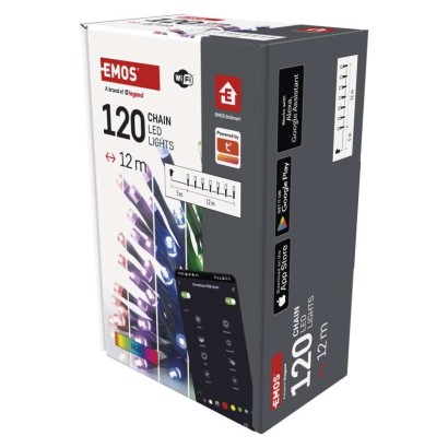 GoSmart LED božična veriga, 12 m, zunanja in notranja, RGB, programi, časovnik, WiFi