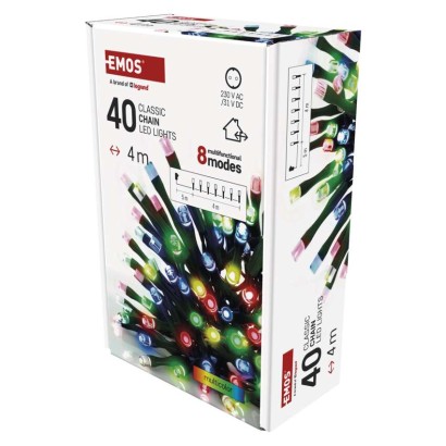 LED Weihnachtliche Lichterkette, 4 m, Außen/Innen, Multicolor, Programme, Timer
