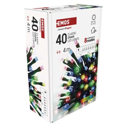LED Weihnachtliche Lichterkette, 4 m, Außen/Innen, Multicolor, Programme, Timer